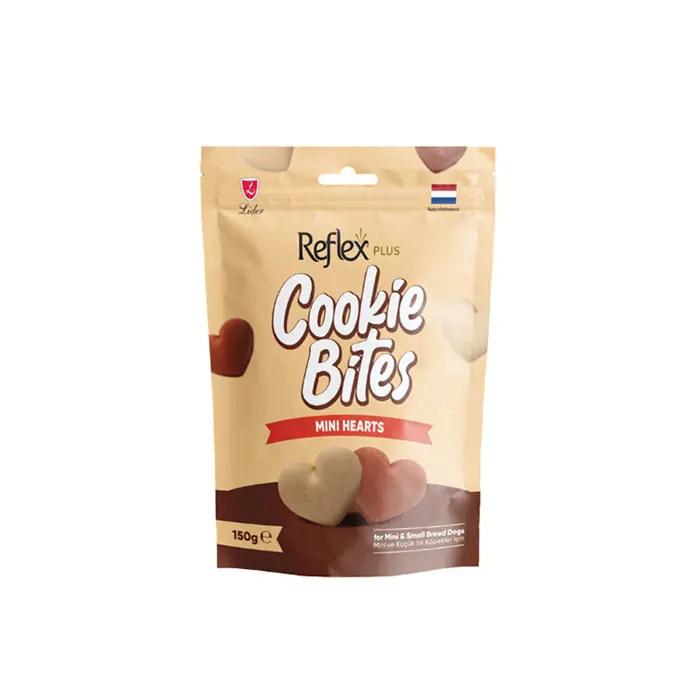 REFLEX PLUS COOKİE BİTES MİNİ HEARTS MİNİ VE KÜÇÜK IRK YETİŞKİN KÖPEK ÖDÜL MAMASI 150GR