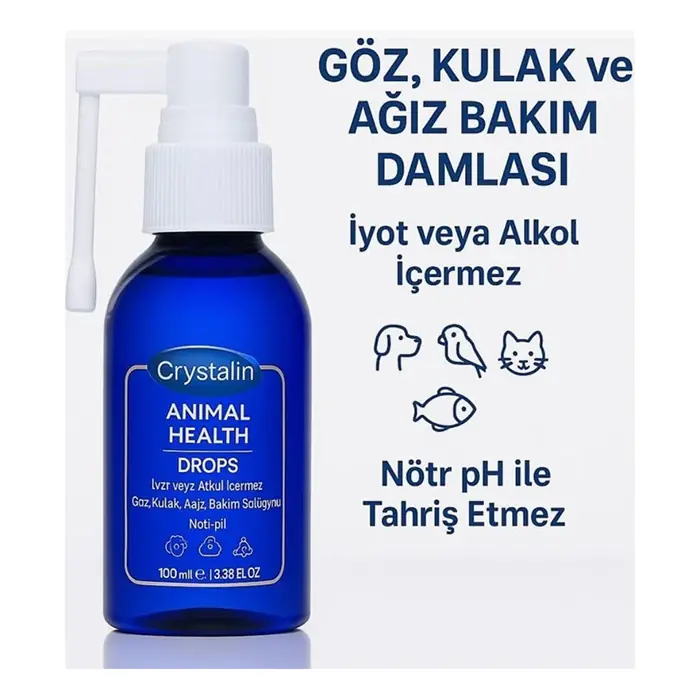 CRYSTALİN ANİMAL HEALTH YARA BAKIM SOLÜSYONU VE DEZENFEKTAN 100ML