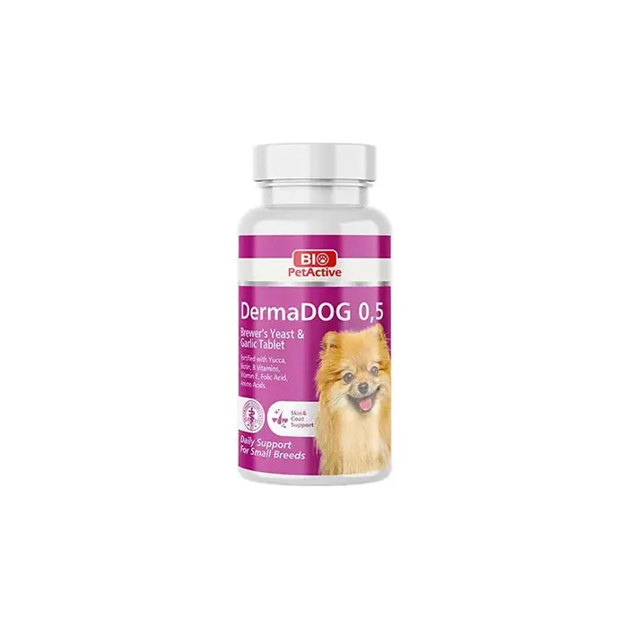 BİO PETACTİVE DERMADOG 0.5 KÜÇÜK IRK TÜY VİTAMİN TABLETİ 60 ADET 30GR