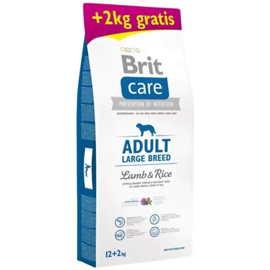 BRİT CARE HYPO-ALLERGENİC KUZULU BÜYÜK IRK YETİŞKİN KÖPEK MAMASI 12KG + 2KG HEDİYE!