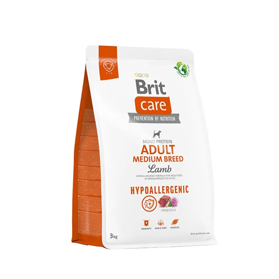 BRİT CARE HYPOALLERGENİC ADULT MEDİUM BREED KUZU ETLİ ORTA IRK YETİŞKİN KÖPEK MAMASI 3 KG