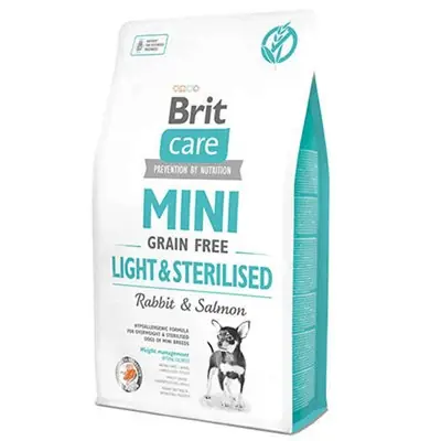 BRİT CARE MİNİ LİGHT KISIRLAŞTIRILMIŞ TAVŞAN ETLİ SOMONLU KÖPEK MAMASI 2 KG