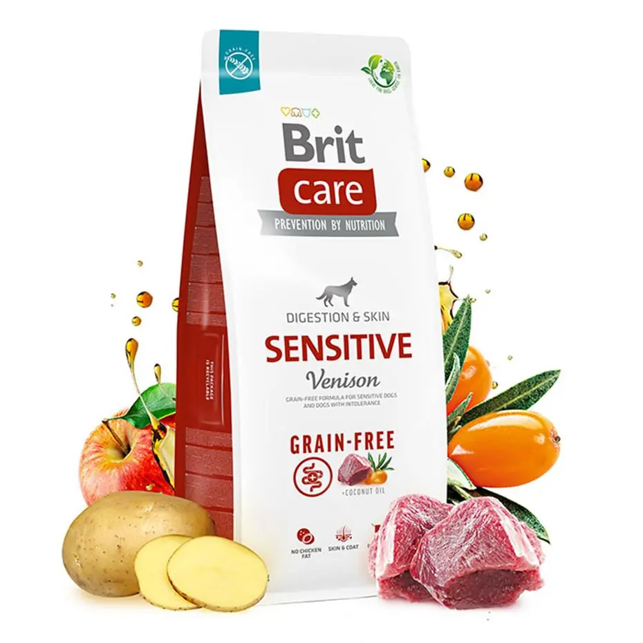 BRİT CARE SENSİTİVE DİGESTİON-SKİN GEYİKLİ TAHILSIZ YETİŞKİN KÖPEK MAMASI 3KG