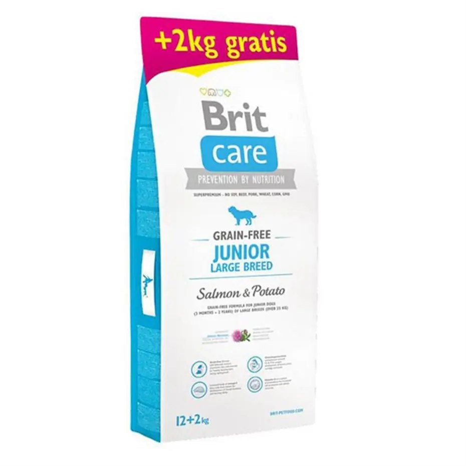BRİT CARE SOMONLU VE PATATESLİ TAHILSIZ BÜYÜK IRK YAVRU KÖPEK MAMASI 12KG + 2KG HEDİYE!