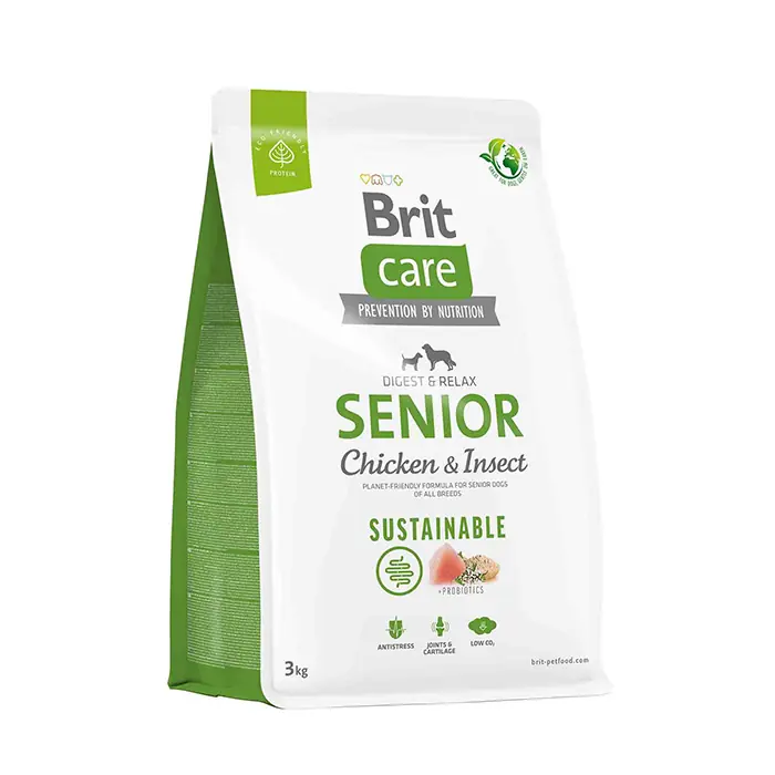 BRİT CARE SUSTAİNABLE SENİOR TAVUKLU VE LARVA PROTEİNLİ YAŞLI KÖPEK MAMASI 3KG