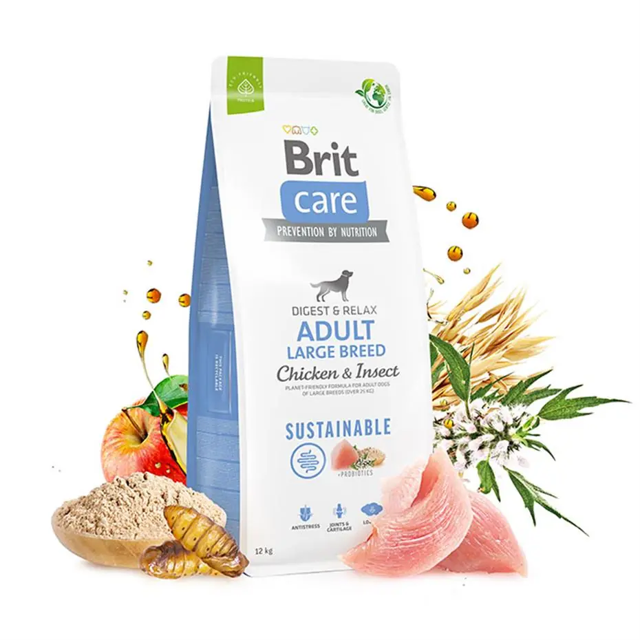 BRİT SUSTAİNABLE ADULT LARGE TAVUK VE BÖCEK PROTEİNLİ YETİŞKİN KÖPEK MAMASI 12 KG