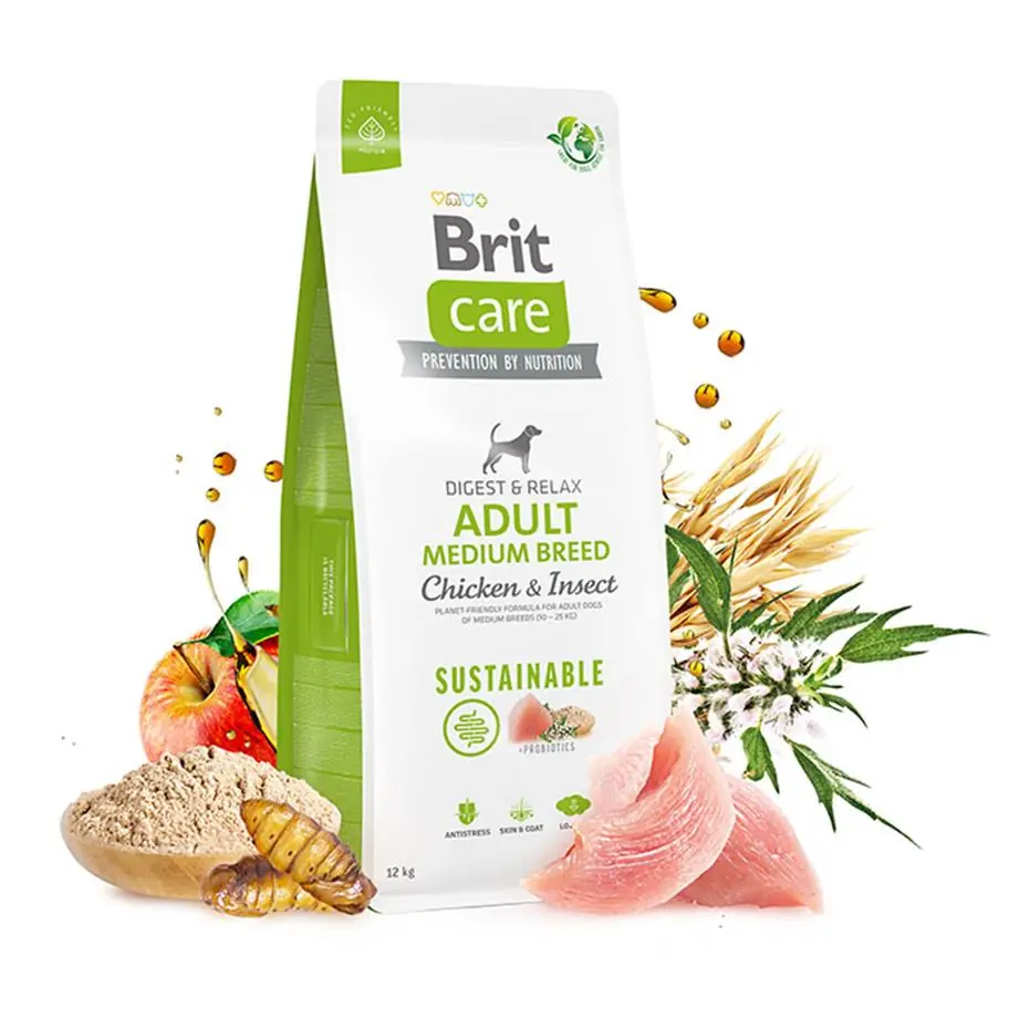 BRİT SUSTAİNABLE ADULT MEDİUM TAVUK VE BÖCEK PROTEİNLİ YETİŞKİN KÖPEK MAMASI 12 KG