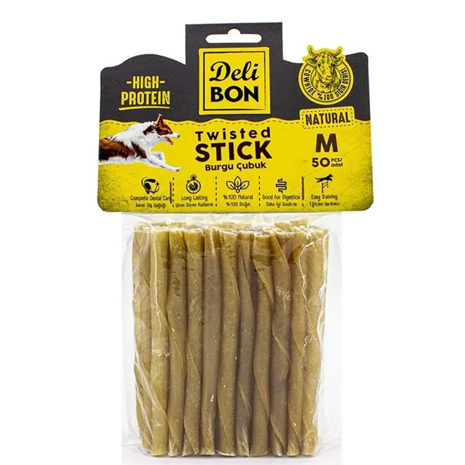 DELİBON NATUREL BURGU ÇUBUK KÖPEK ÖDÜLÜ 50 ADET
