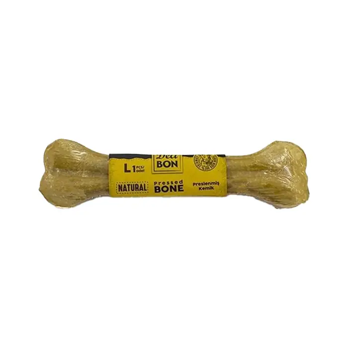 DELİBON NATUREL DERİ PRES KEMİK KÖPEK ÖDÜLÜ 22CM