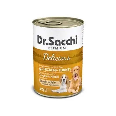 DR.SACCHİ KONS. KÖPEK TAVUK HİNDİ ETLİ 400GR