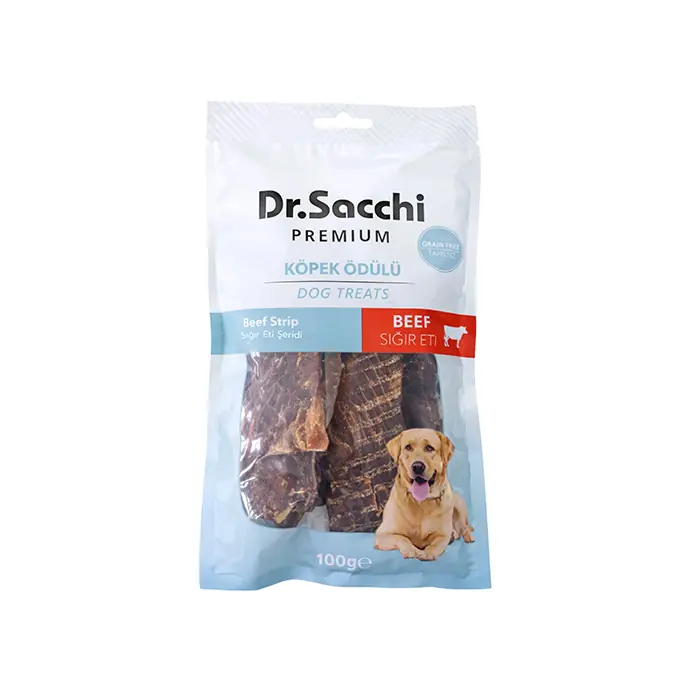 DR.SACCHİ PREMİUM SIĞIR ETİ ŞERİTLİ TAHILSIZ KÖPEK ÖDÜLÜ 100 GR