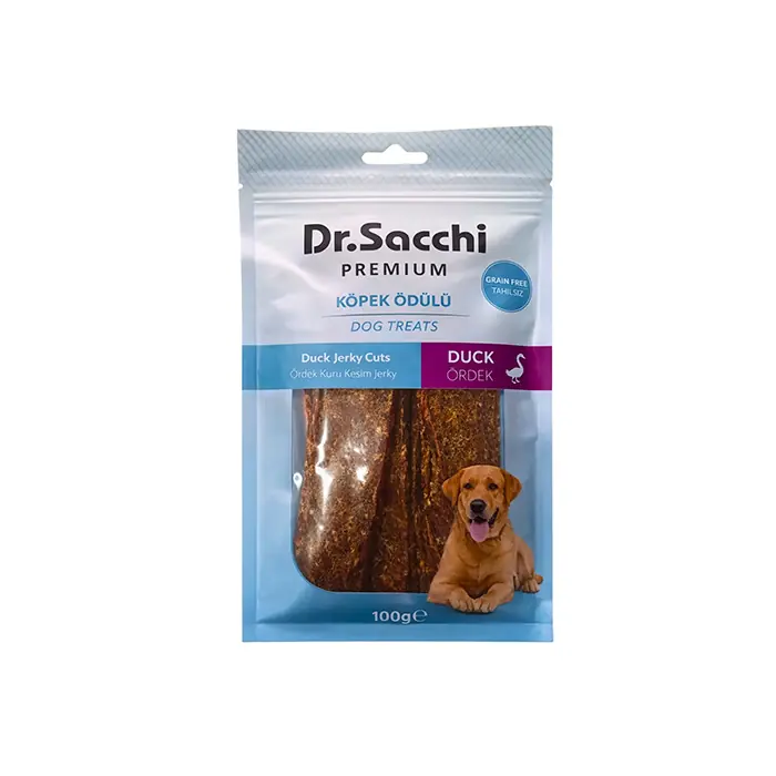 DR.SACCHİ PREMİUM ÖRDEK KURU KESİM JERKY TAHILSIZ KÖPEK ÖDÜLÜ 100 GR