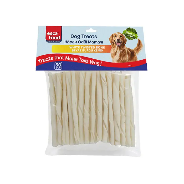 ESCA FOOD BEYAZ BURGU ÇUBUK KÖPEK ÖDÜLÜ 12 CM 50 ADET