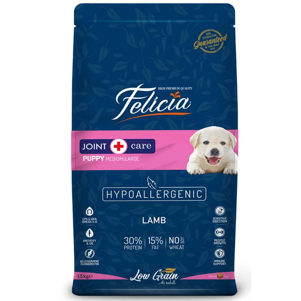 FELİCİA AZ TAHILLI YAVRU KUZULU MEDİUM LARGE BREED HYPOALLERGENİC KÖPEK MAMASI 3 KG