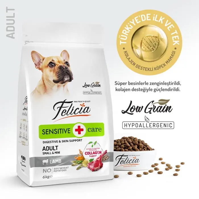 FELİCİA HYPOALLERGENİC KUZULU PİRİNÇLİ KÜÇÜK IRK DÜŞÜK TAHILLI YETİŞKİN KÖPEK MAMASI 6 KG