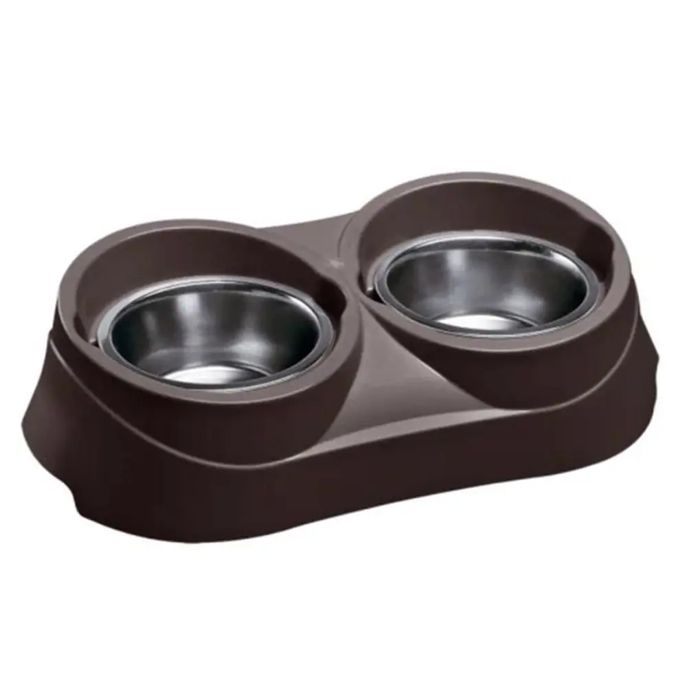 FERPLAST KÖPEKLER İÇİN ÇELİK İKİLİ MAMA VE SU KABI 900ML 38X20X9CM