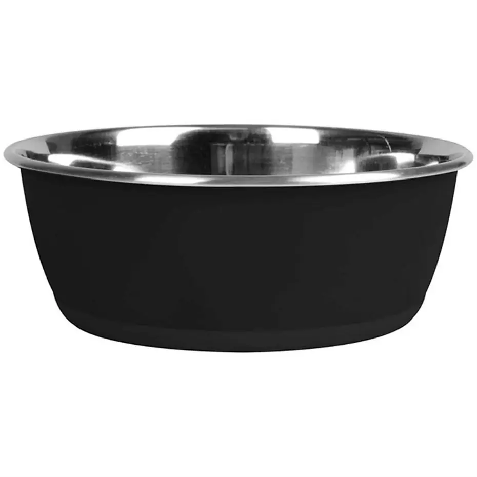 FLAMİNGO KEDİ VE KÖPEKLER İÇİN ÜZERİ YAZILABİLİR ÇELİK MAMA VE SU KABI 350ML SİYAH