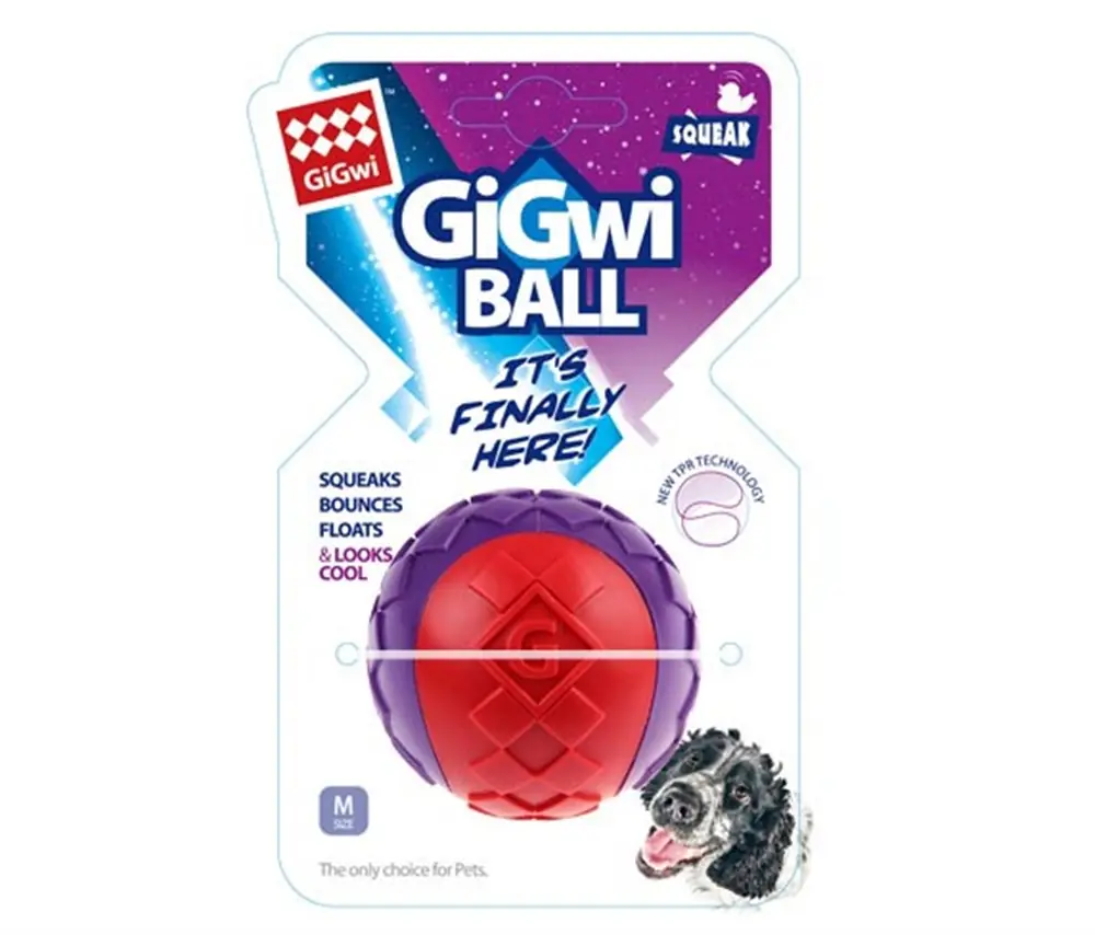 GİGWİ BALL SERT KÖPEK OYUN TOPU 6 CM KIRMIZI-MOR