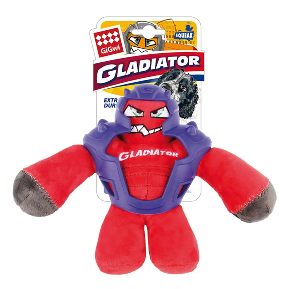 GİGWİ GLADİATOR SESLİ PELUŞ KÖPEK OYUNCAĞI MEDİUM KIRMIZI