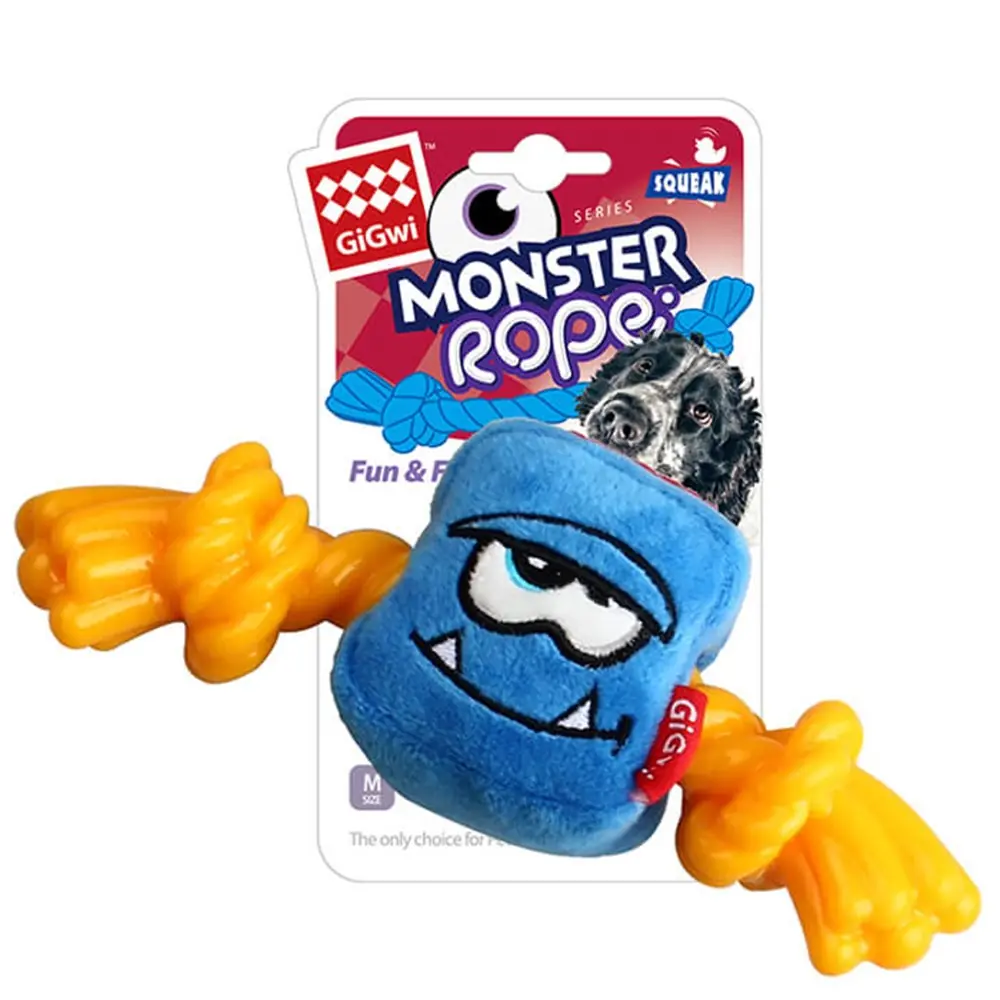 GİGWİ MONSTER ROPE SESLİ KARE CANAVAR PELUŞ KÖPEK OYUNCAĞI