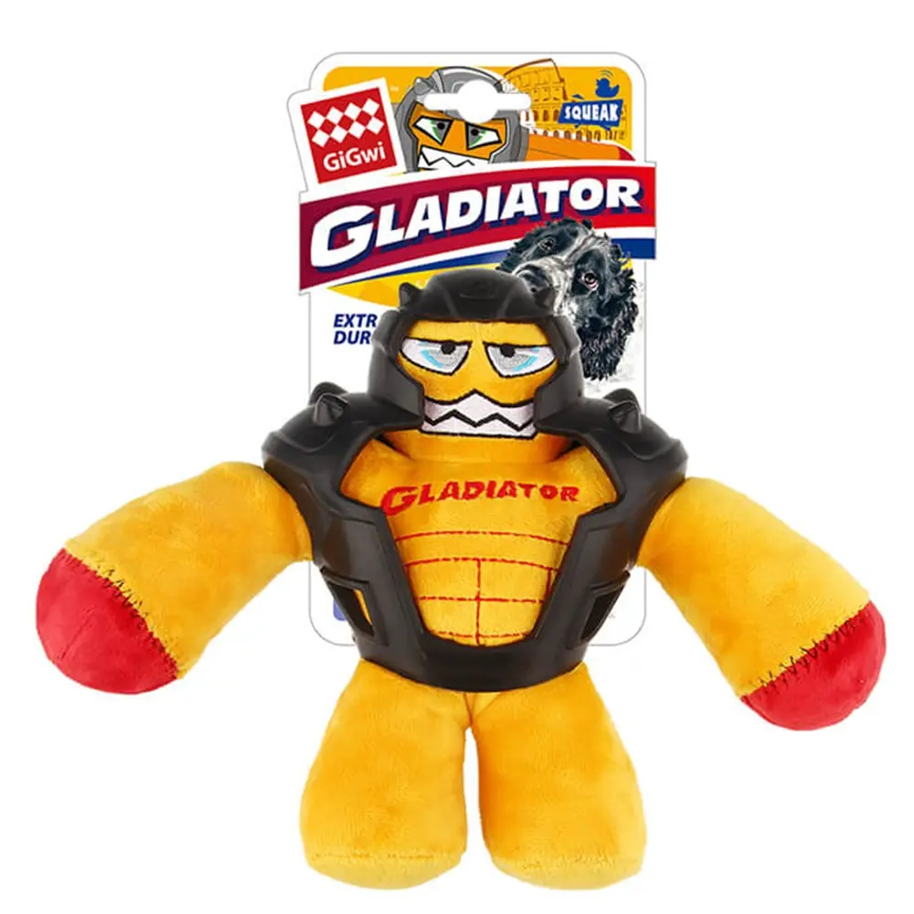 GİGWİ SESLİ GLADİATOR PELUŞ KÖPEK OYUNCAĞI SARI MEDİUM