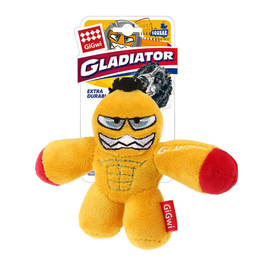 GİGWİ SESLİ GLADİATOR PELUŞ KÖPEK OYUNCAĞI SARI SMALL