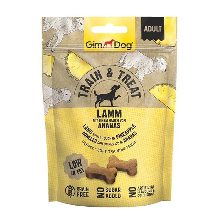 GİMDOG EĞİTİM İÇİN KUZU ETLİ VE ANANASLI YUMUŞAK TAHILSIZ KÖPEK ÖDÜL MAMASI 125GR