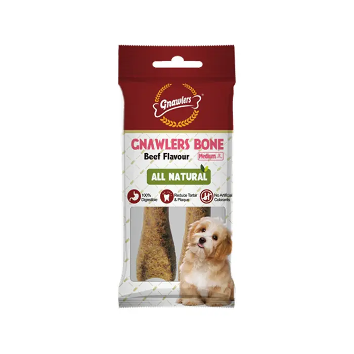 GNAWLERS BEEF BONE KÖPEK ÖDÜL KEMİĞİ BACON AROMALI 11,5CM 2'Lİ 90GR