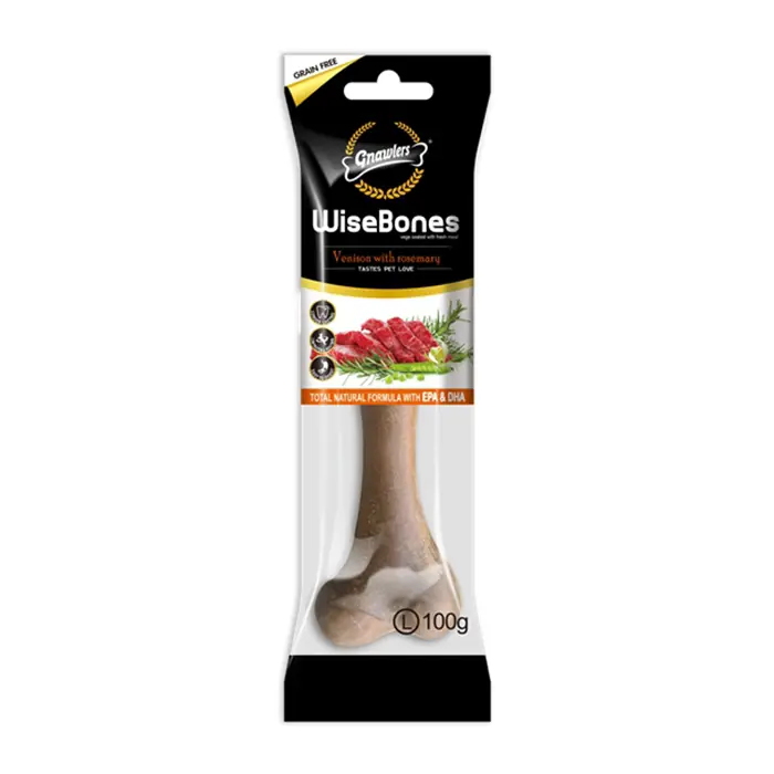 GNAWLERS WİSE BONES GEYİK ETLİ VE BİBERİYELİ KÖPEK ÖDÜL KEMİĞİ LARGE 100GR