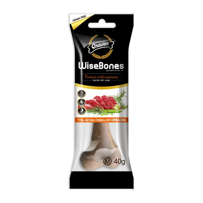 GNAWLERS WİSE BONES GEYİK ETLİ VE BİBERİYELİ KÖPEK ÖDÜL KEMİĞİ MEDİUM 40GR