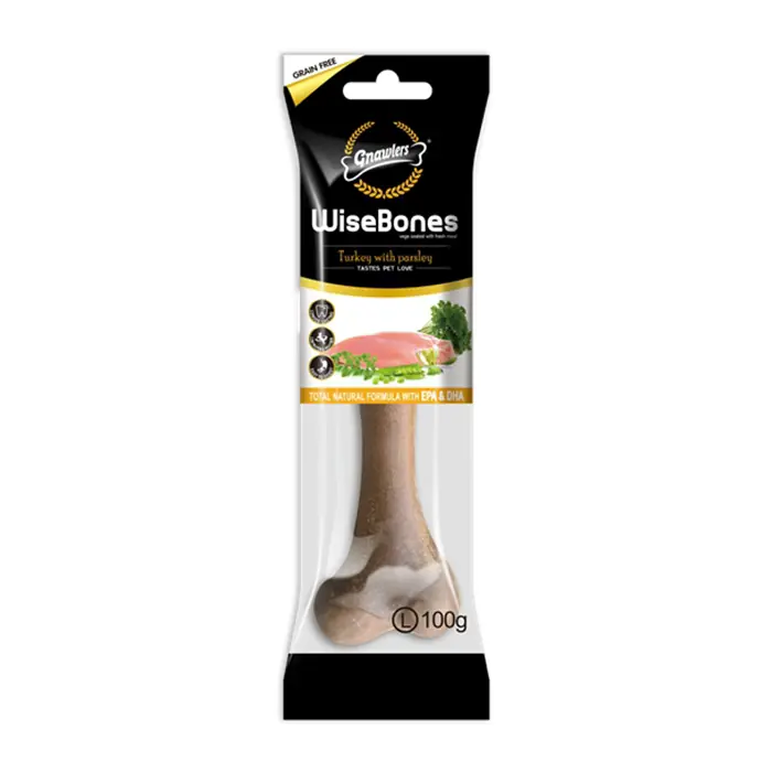 GNAWLERS WİSE BONES HİNDİLİ VE BEZELYELİ KÖPEK ÖDÜL KEMİĞİ LARGE 100GR