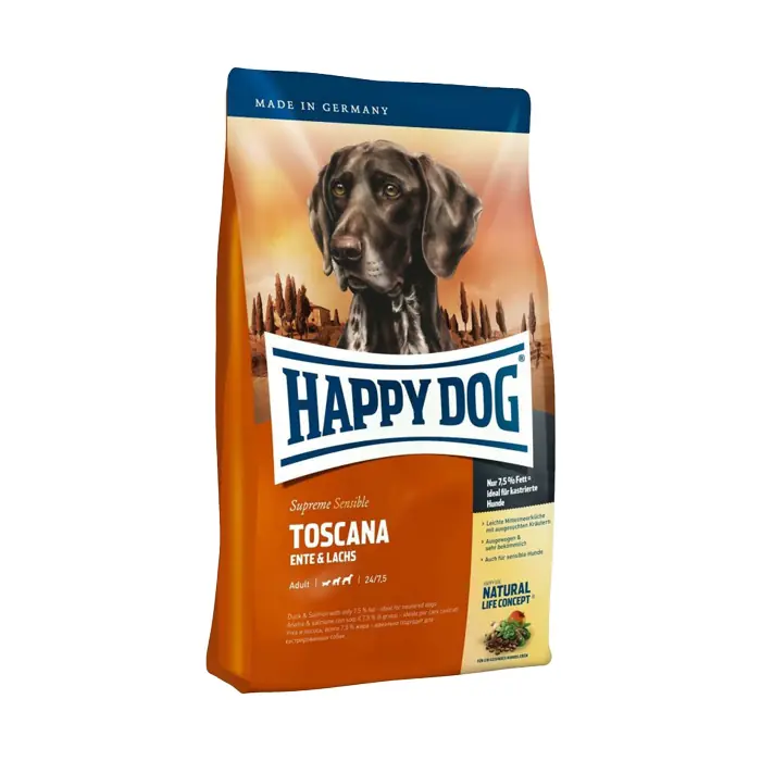 HAPPY DOG TOSCANA ÖRDEK VE SOMONLU YETİŞKİN KÖPEK MAMASI 4 KG