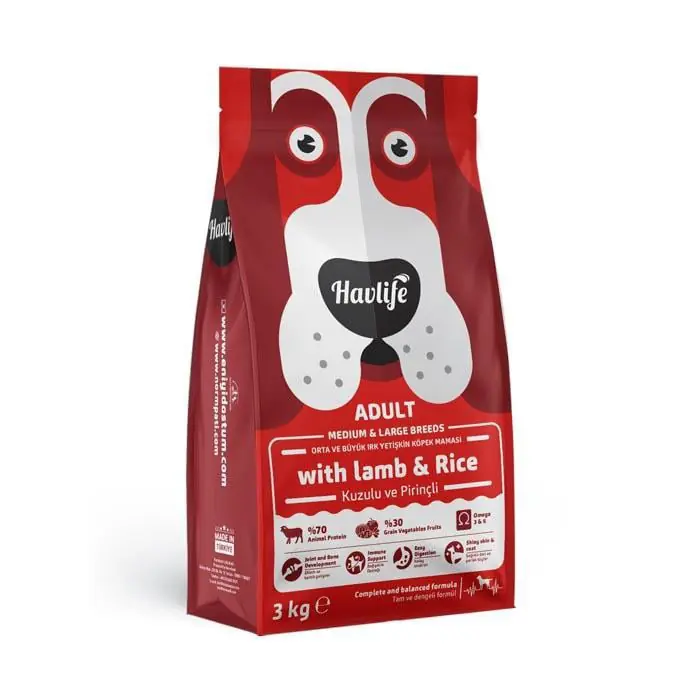 HAVLİFE ORTA BÜYÜK IRK YETİŞKİN KUZULU KÖPEK MAMASI 3KG