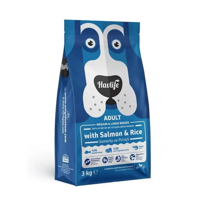 HAVLİFE ORTA BÜYÜK IRK YETİŞKİN SOMONLU KÖPEK MAMASI 3KG