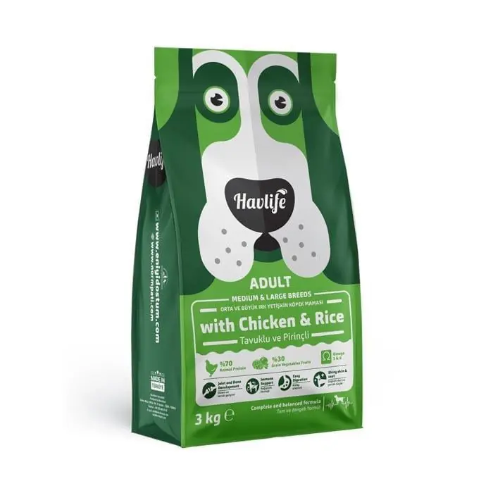 HAVLİFE ORTA BÜYÜK IRK YETİŞKİN TAVUKLU KÖPEK MAMASI 3KG