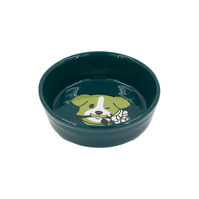 LEPUS KÖPEK BASKILI RENKLİ SERAMİK MAMA KABI 400ML NO:1