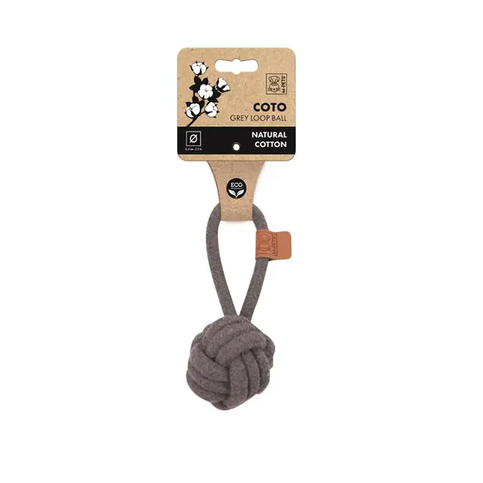 M-PETS COTO LOOP ÇEKMELİ ÖRGÜ TOP KÖPEK OYUNCAĞI GRİ 6,5CM