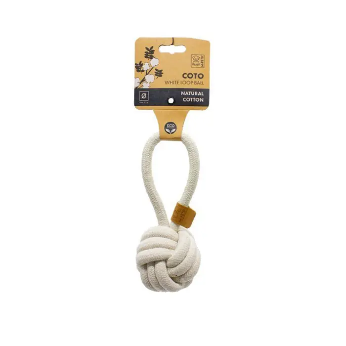 M-PETS COTO ÇEKMELİ ÖRGÜ TOP KÖPEK OYUNCAĞI 6,5CM BEYAZ