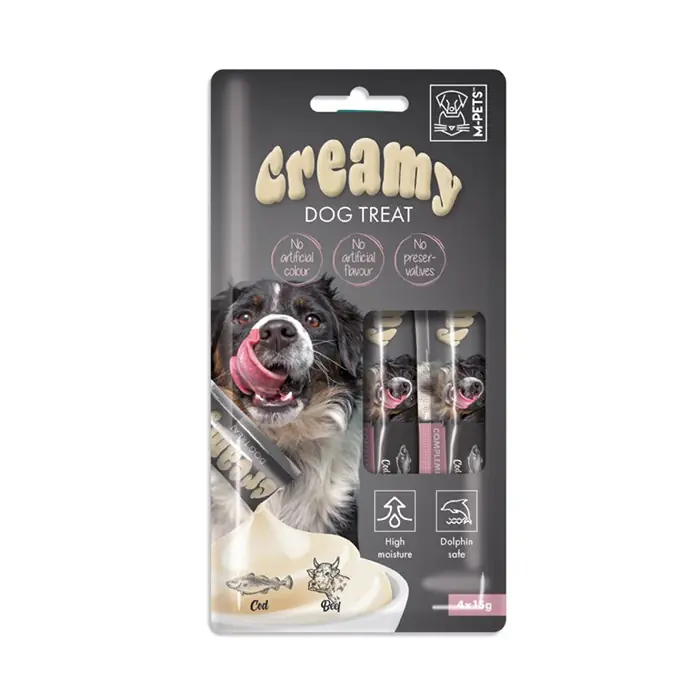 M-PETS CREAMY MORİNA BALIKLI BİFTEKLİ SIVI KÖPEK ÖDÜLÜ 4X15GR