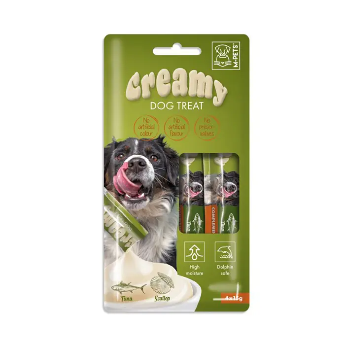 M-PETS CREAMY TON BALIKLI DENİZ TARAKLI SIVI KÖPEK ÖDÜLÜ 4X15GR