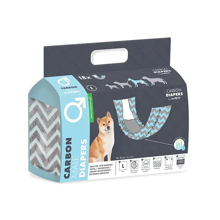 M-PETS CARBONLU DİAPERS ERKEK KÖPEKLER İÇİN KÜLOT LARGE 18Lİ