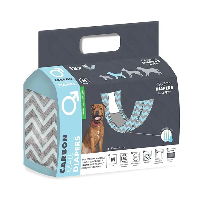 M-PETS CARBONLU DİAPERS ERKEK KÖPEKLER İÇİN KÜLOT MEDİUM 18Lİ