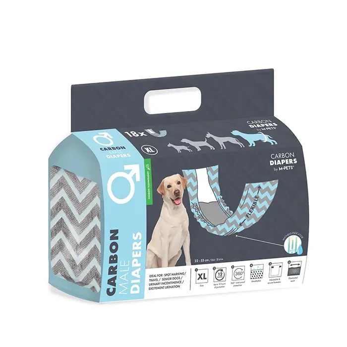 M-PETS CARBONLU DİAPERS ERKEK KÖPEKLER İÇİN KÜLOT XLARGE 18Lİ