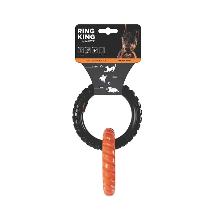 M-PETS RİNG KİNG KÖPEK OYUNCAĞI DOUBLE TURUNCU SİYAH