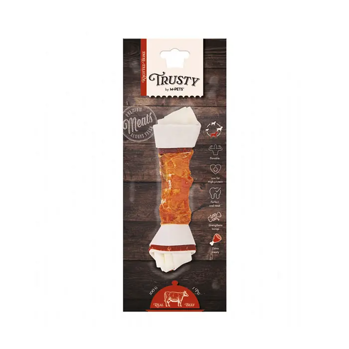 M-PETS TRUSTY EXTRA SIĞIR ETLİ DÜĞÜMLÜ KEMİK KÖPEK ÖDÜLÜ 100GR/20,3CM