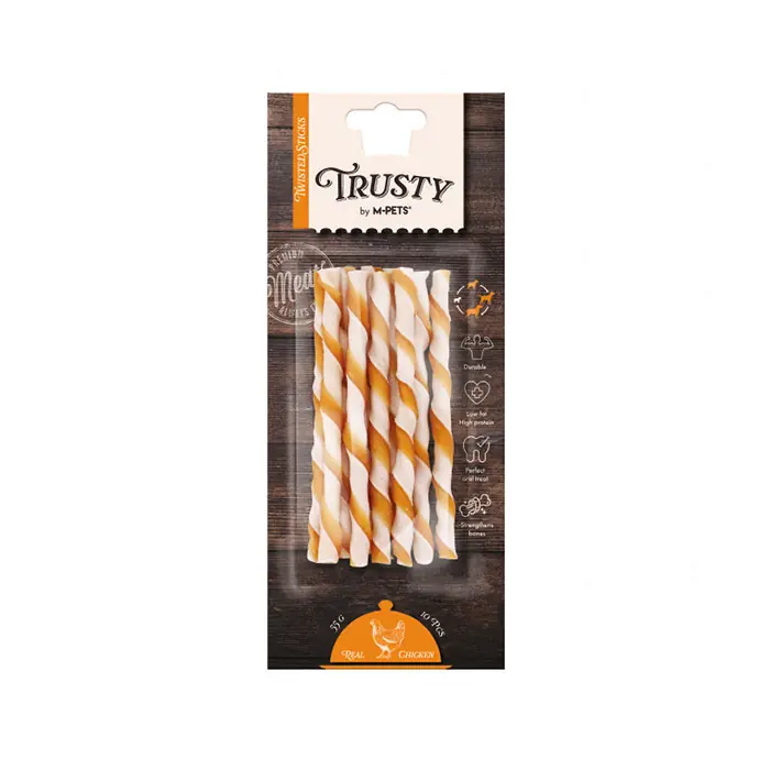 M-PETS TRUSTY TWİSTED TAVUKLU KEMİK KÖPEK ÖDÜLÜ 10'LU 55GR/12,7CM
