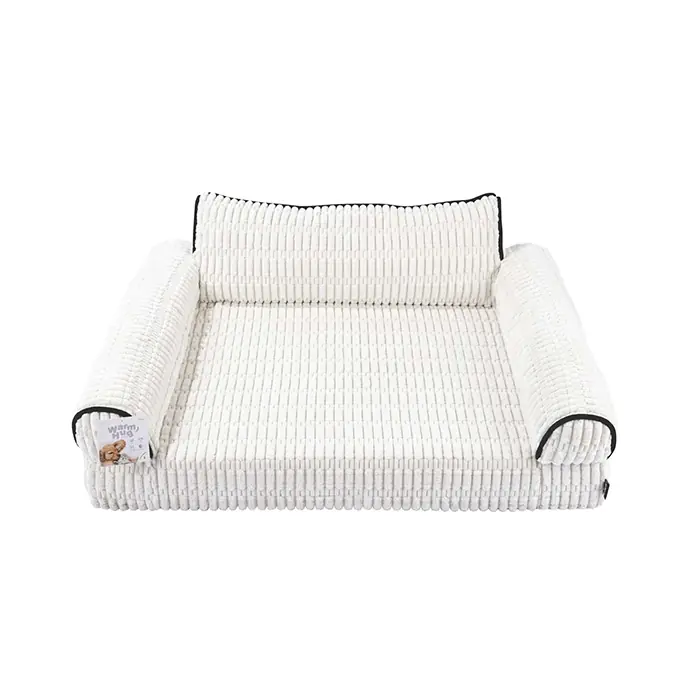 M-PETS WARM HUG KOLTUK ŞEKLİNDE KADİFE KEDİ KÖPEK YATAĞI BEYAZ LARGE