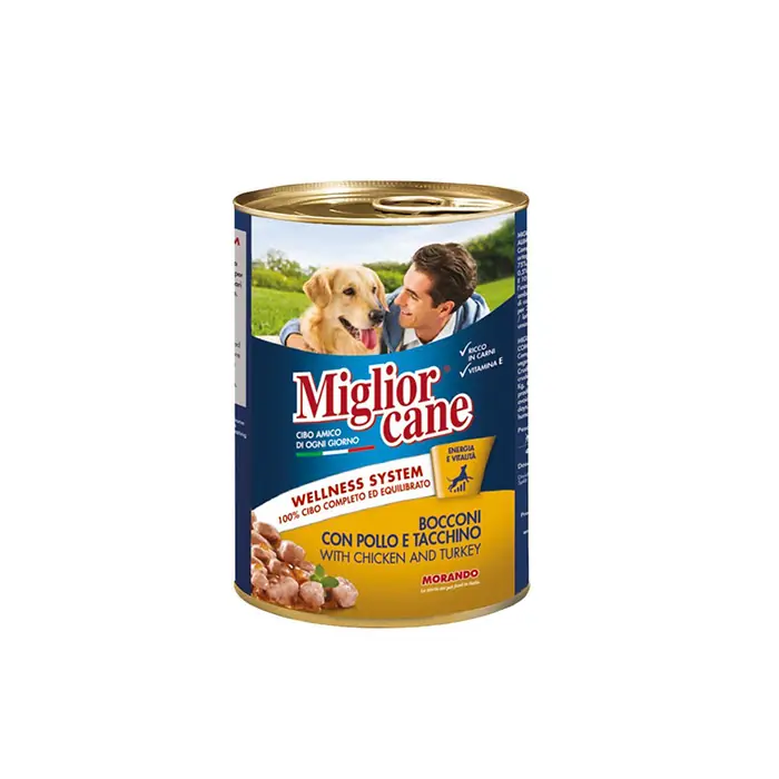 MİGLİOR CANE TAVUKLU HİNDİLİ YETİŞKİN KÖPEK KONSERVESİ 405 GR