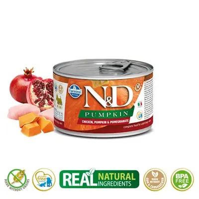 N&D BALKABAKLI TAVUK VE NAR YETİŞKİN KÖPEK KONSERVESİ 140G