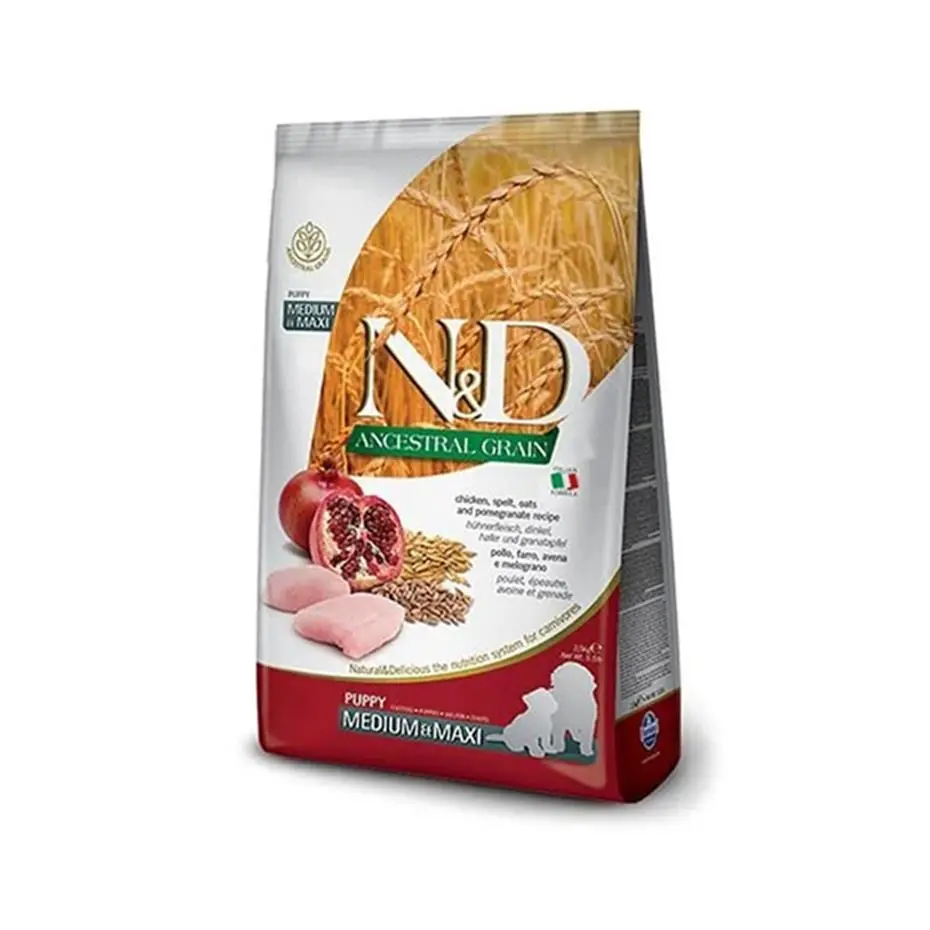 N&D DÜŞÜK TAHILLI TAVUKLU NARLI MEDİUM MAXİ YAVRU KÖPEK MAMASI 12KG